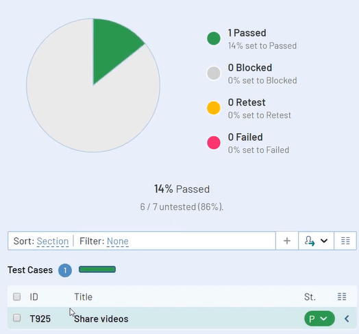 Positiver Durchlauf - Testrail