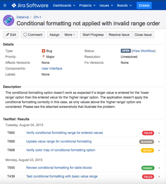 Bug-Report Jira - Testrail