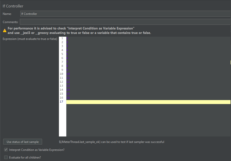 JMeter sichtbare Zeilen